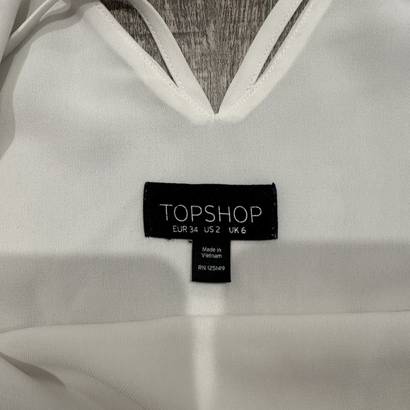 TopShop Lot of 2 Strappy Tank Top V Neck Sleeveless Black White Womens Size 2 US - Picture 7 of 12